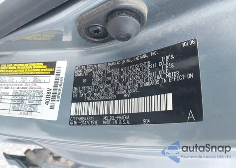 2006 Toyota Sienna Ce z USA, uszkodzony, nr VIN 5TDZA23C96S569859